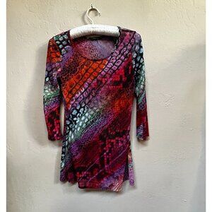 Mesmerize Women's Medium Top Scoop Neck 3/4 Sleeve Stretch T-Shirt Multicolor